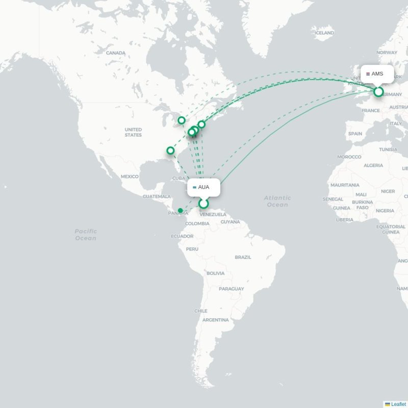AUA - AMS route map