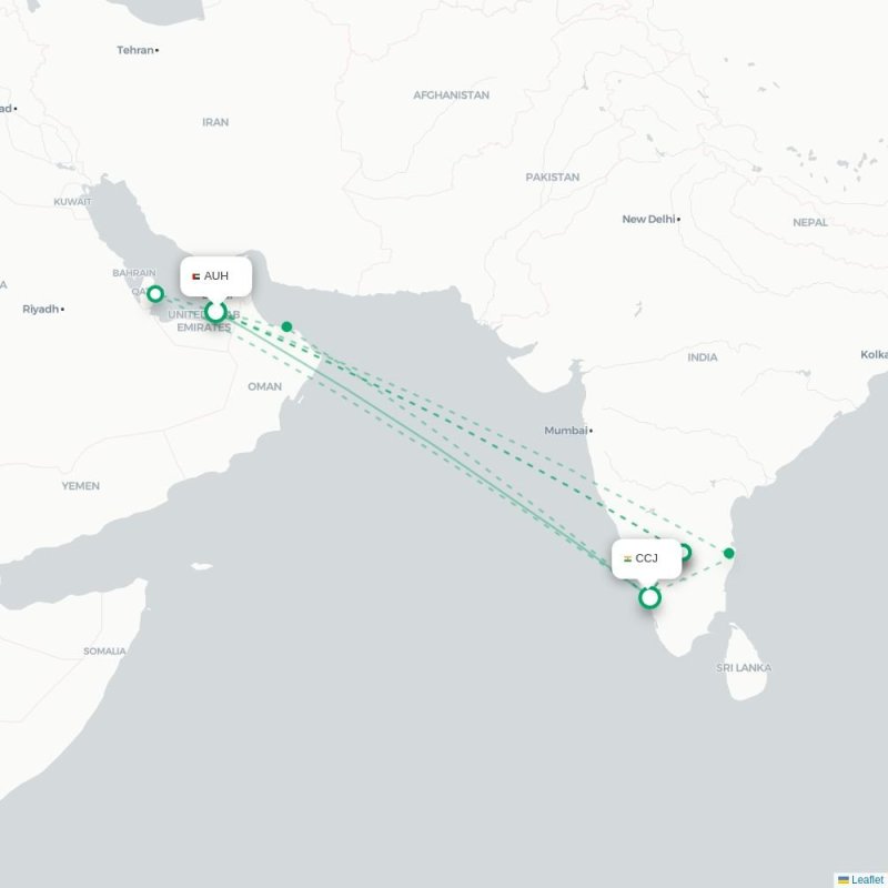 AUH - CCJ route map