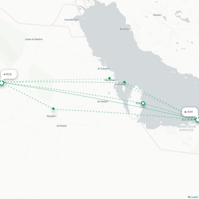 AUH - ELQ route map