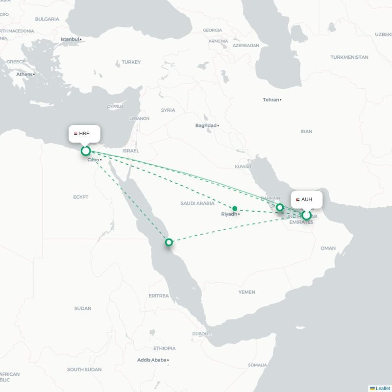 AUH - HBE route map