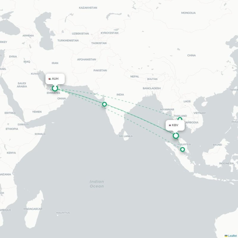 AUH - KBV route map