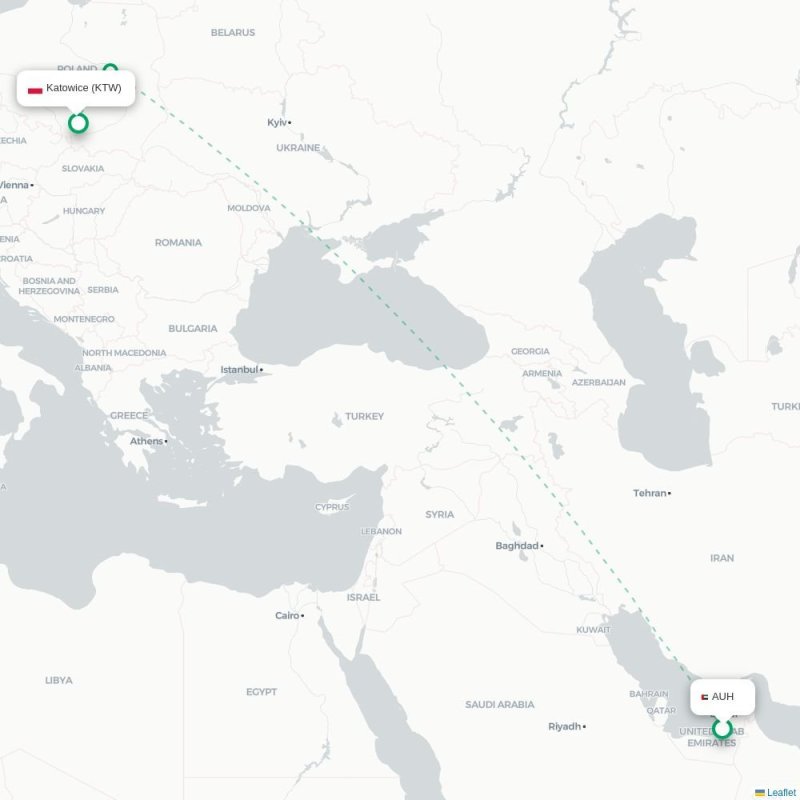 AUH - KTW route map
