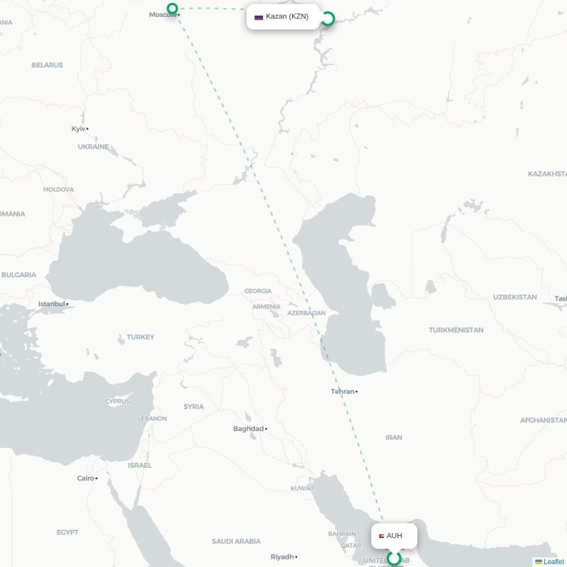 AUH - KZN route map