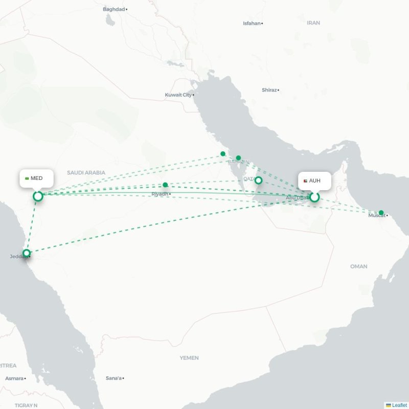 AUH - MED route map