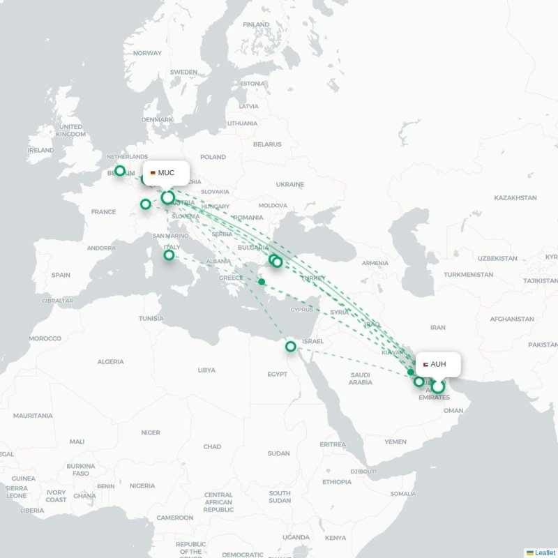 AUH - MUC route map