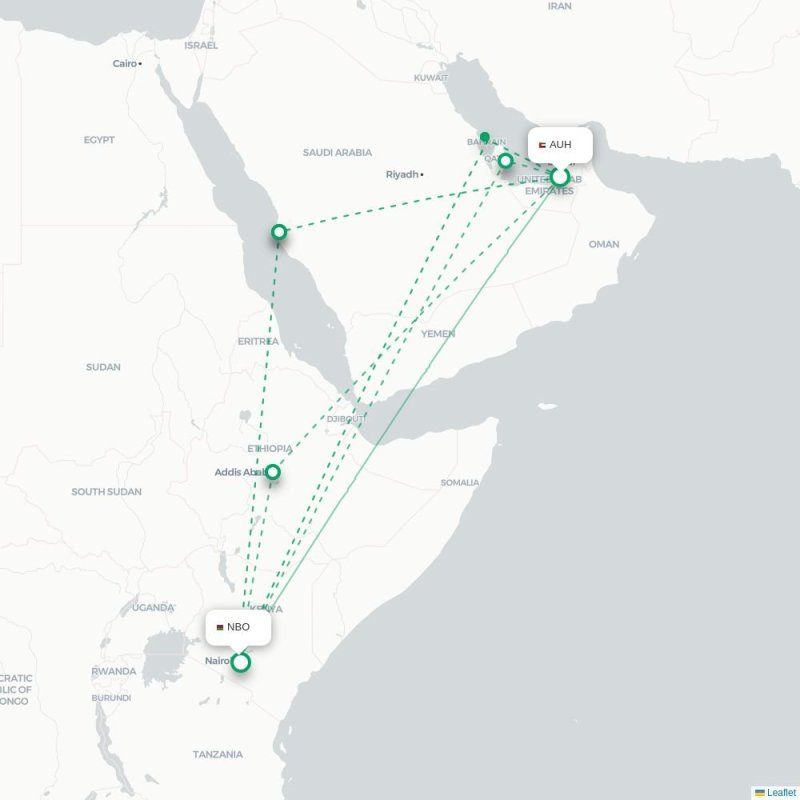 AUH - NBO route map