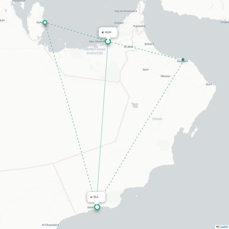 AUH - SLL route map