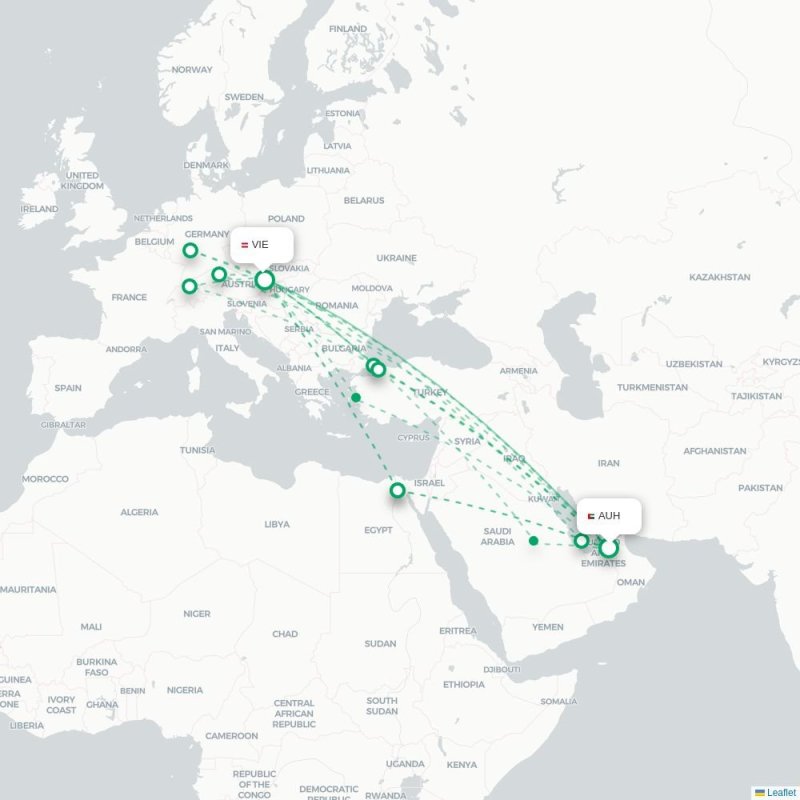 AUH - VIE route map