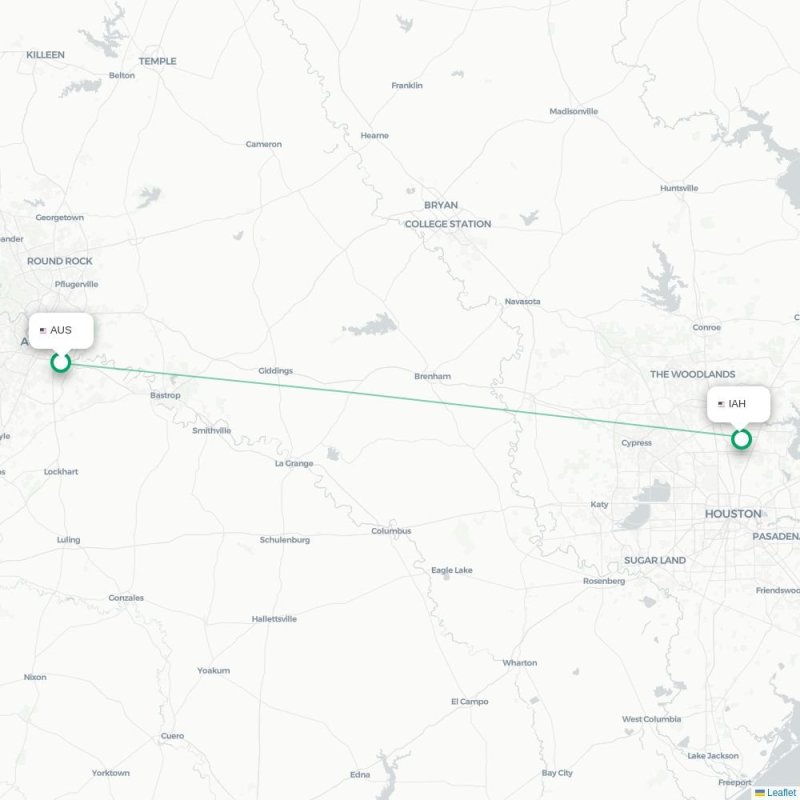 AUS - IAH route map