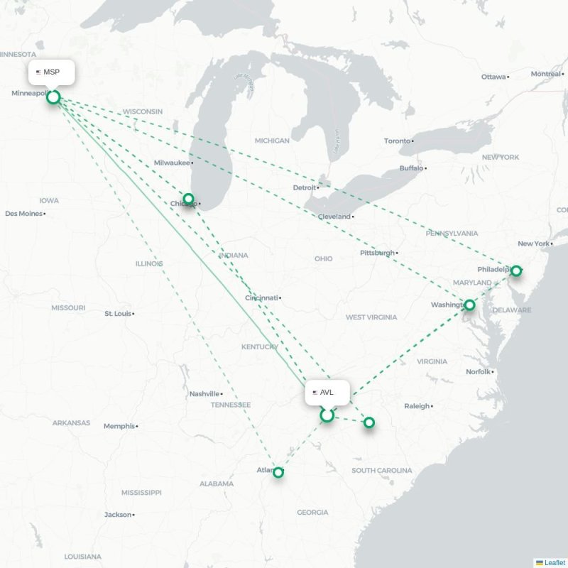 AVL - MSP route map