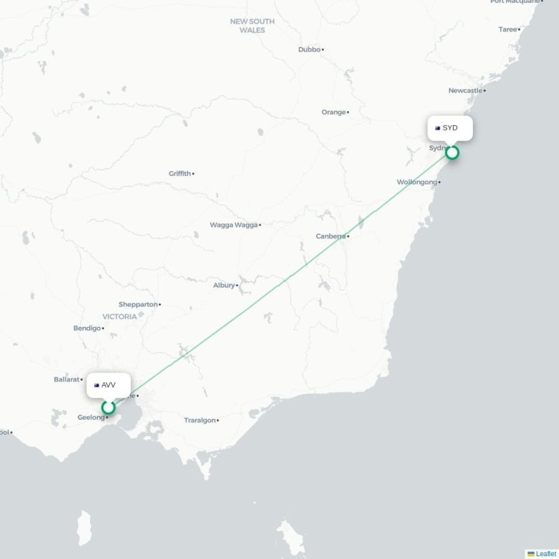 AVV - SYD route map