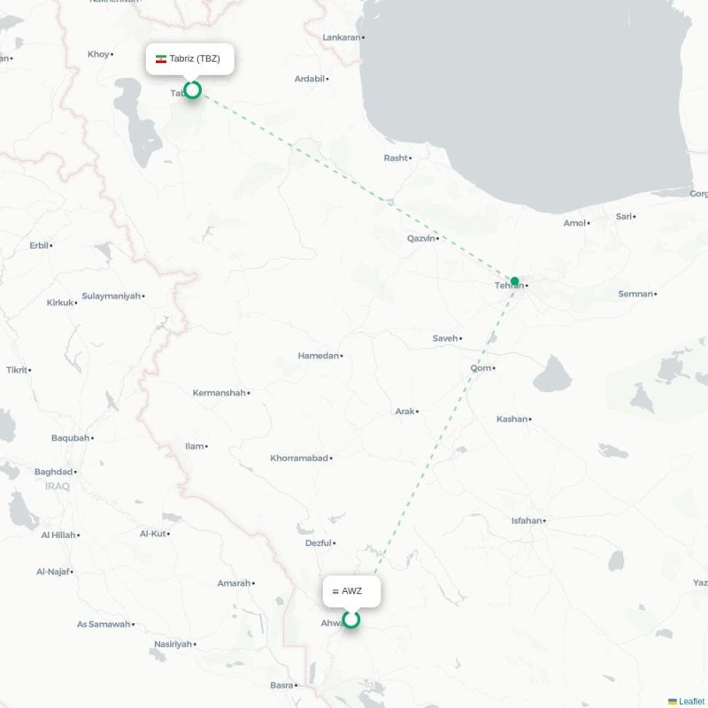 AWZ - TBZ route map