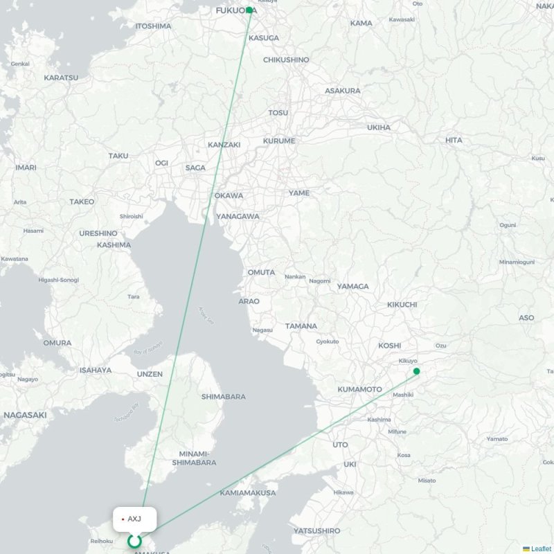AXJ - KMJ route map