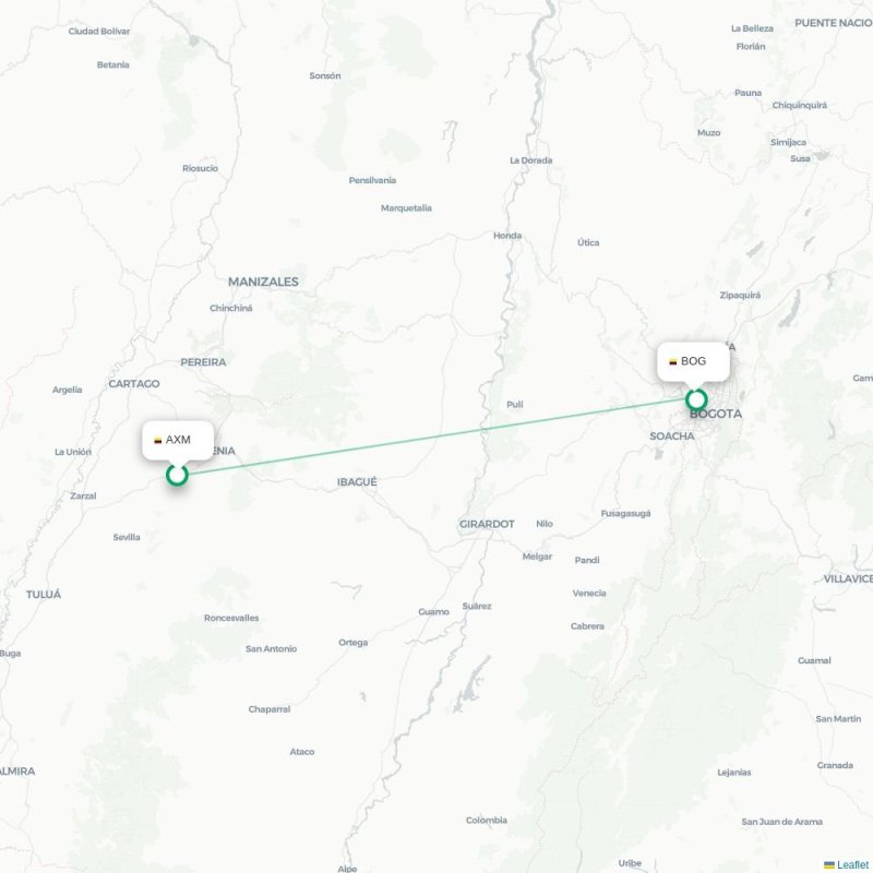 AXM - BOG route map