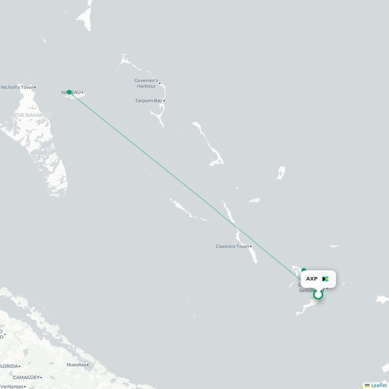 Route map Spring Point  AXP airport