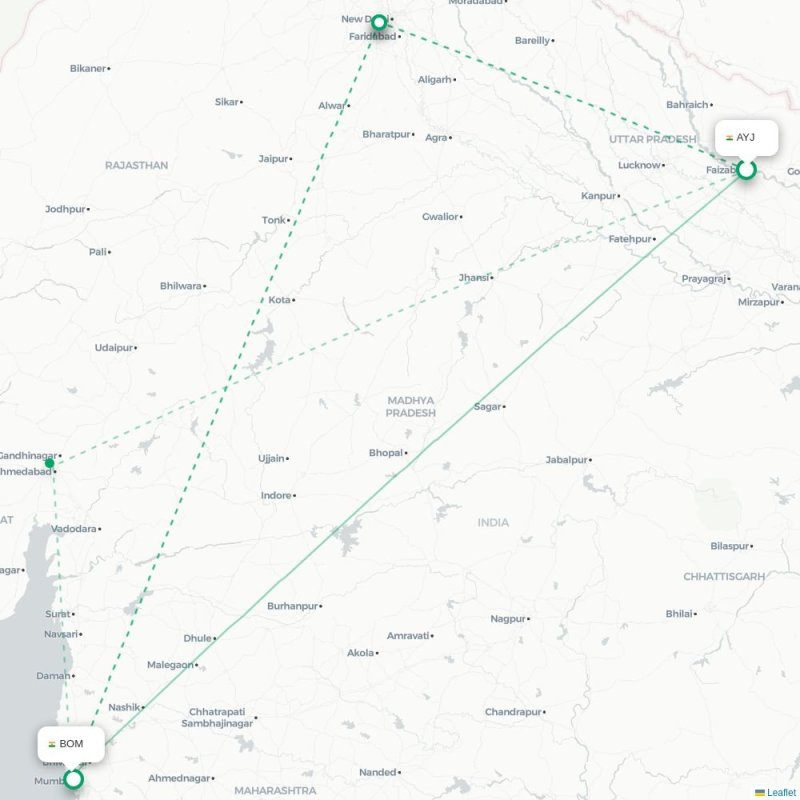 AYJ - BOM route map