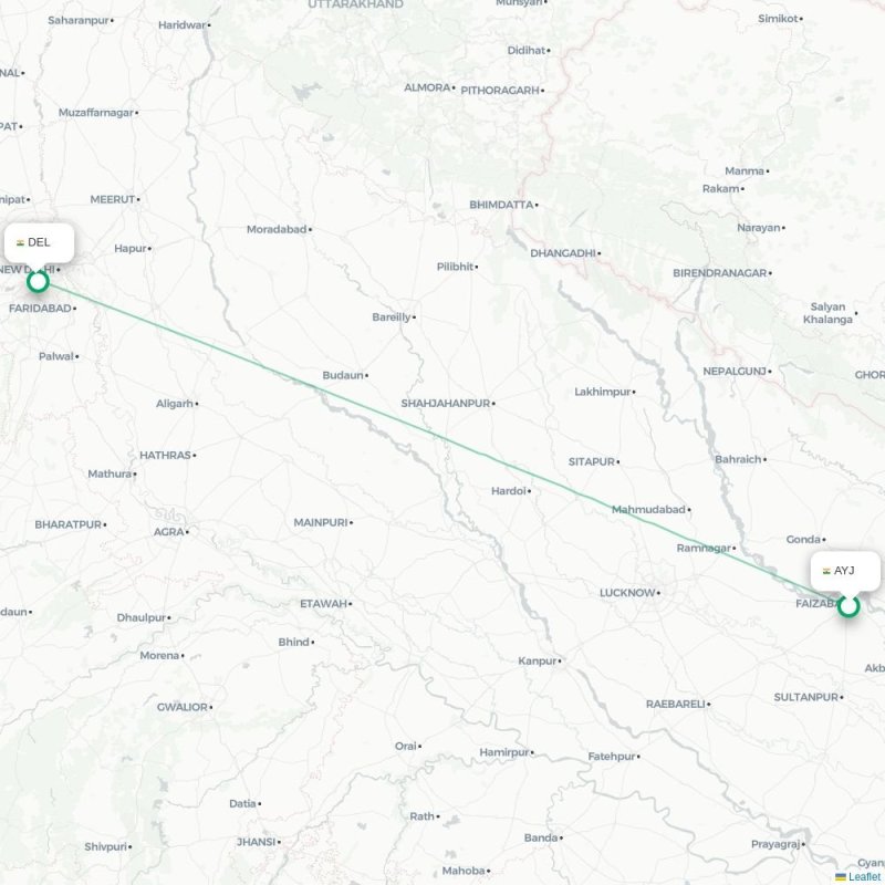 AYJ - DEL route map
