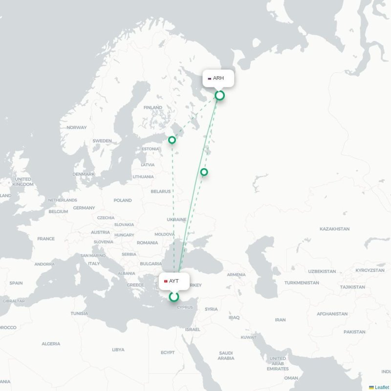 AYT - ARH route map