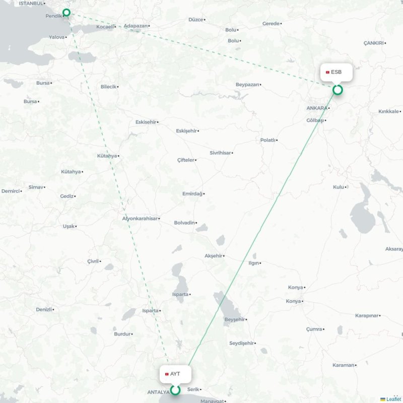 AYT - ESB route map