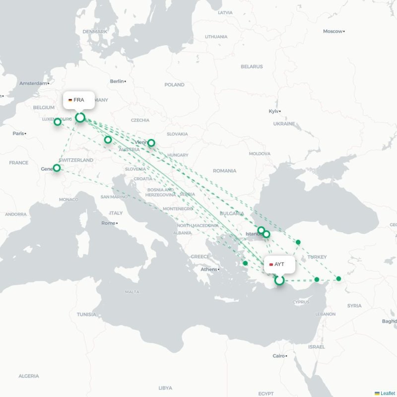 AYT - FRA route map