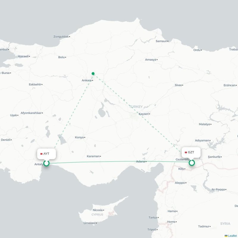 AYT - GZT route map