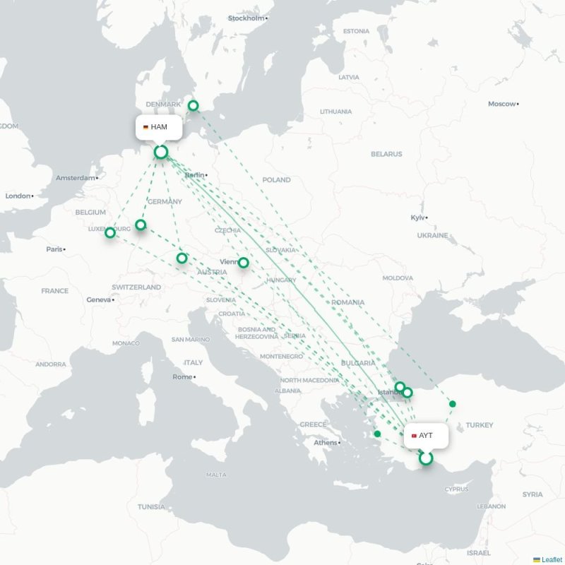 AYT - HAM route map