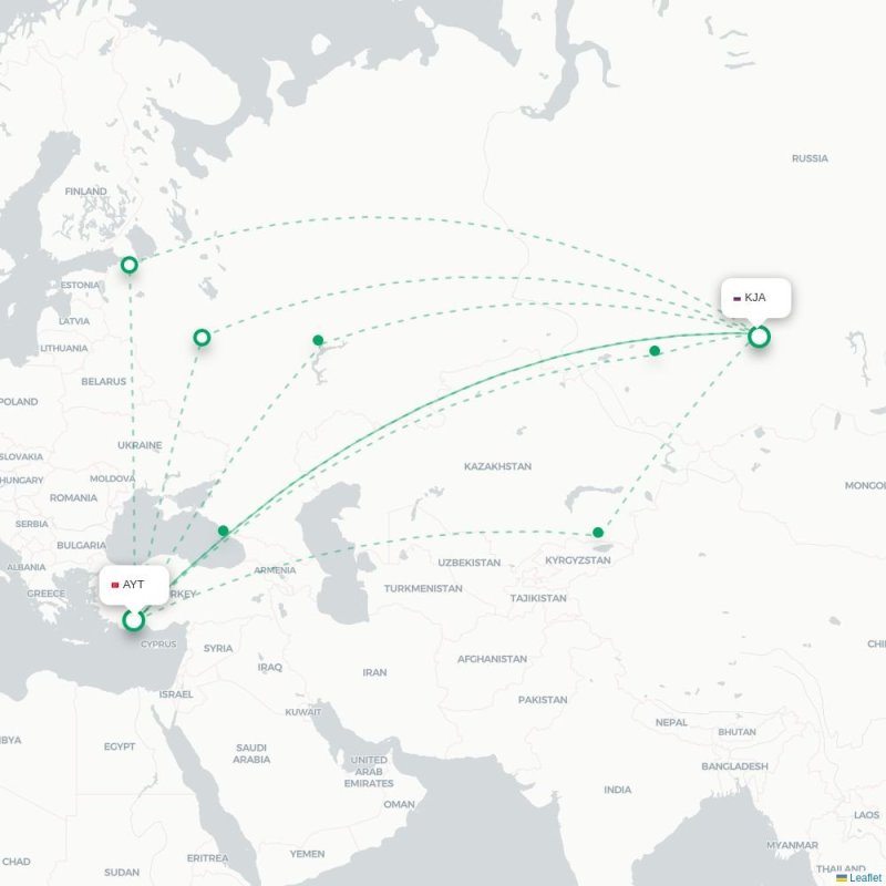 AYT - KJA route map