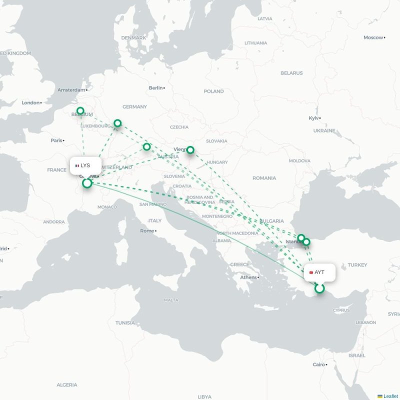 AYT - LYS route map