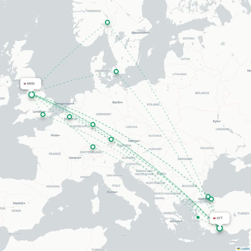 AYT - MAN route map