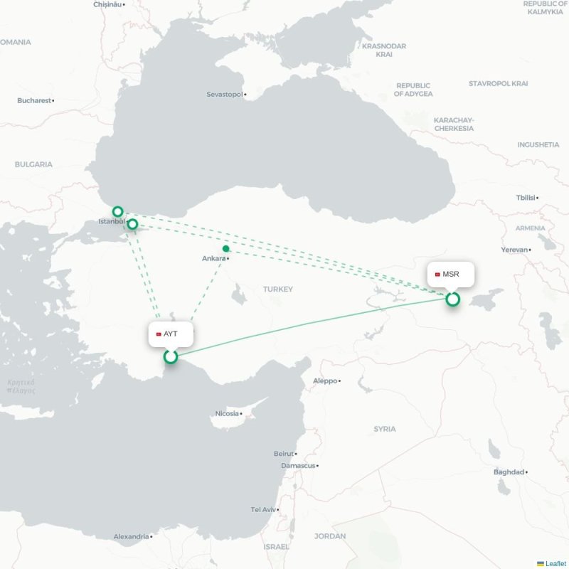 AYT - MSR route map