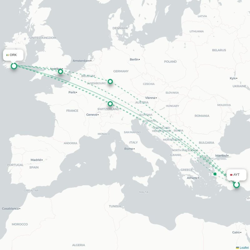 AYT - ORK route map