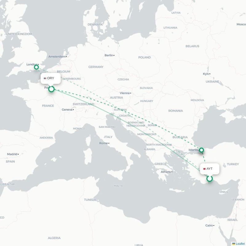 AYT - ORY route map