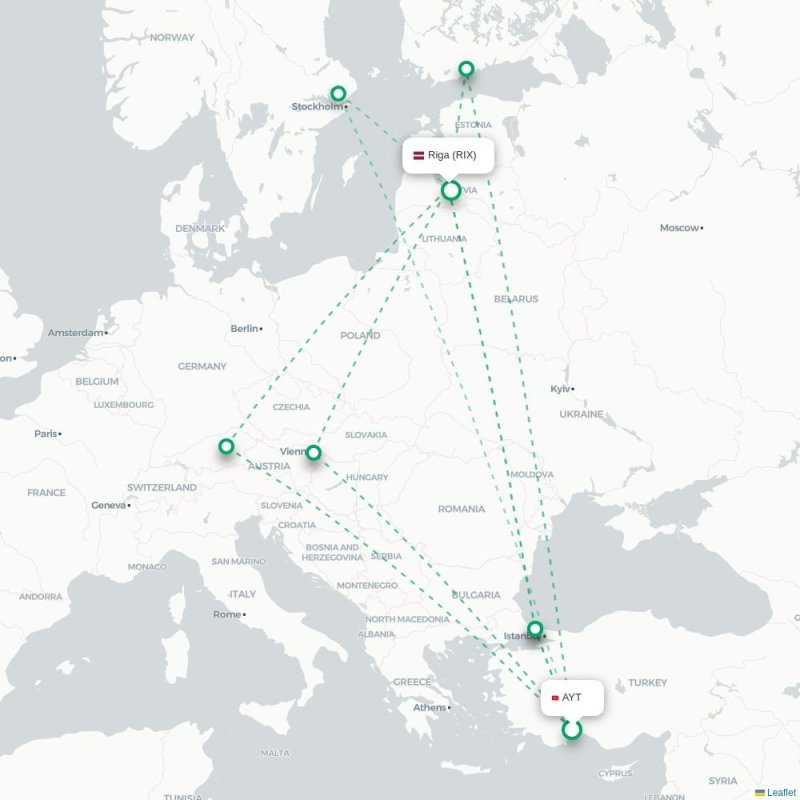 AYT - RIX route map