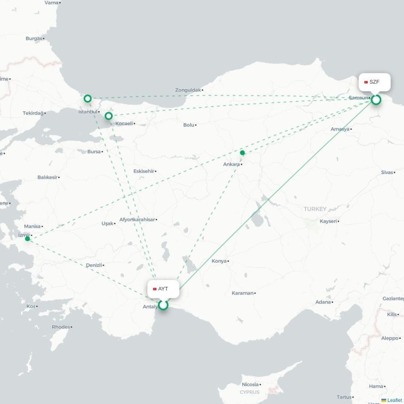 AYT - SZF route map