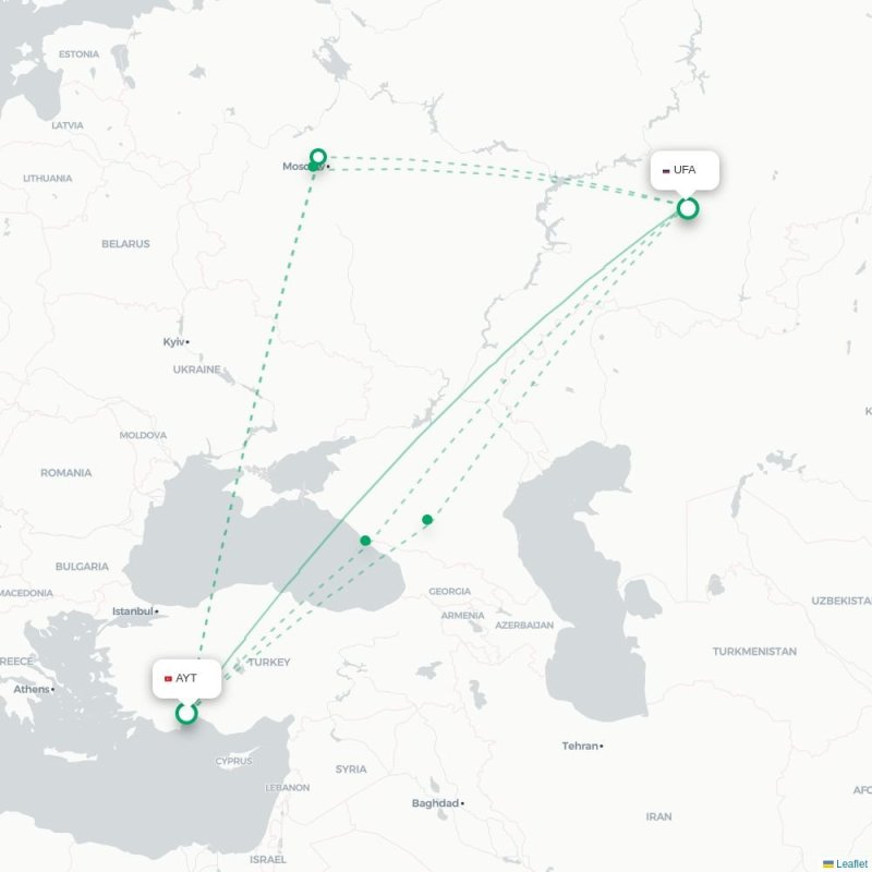 AYT - UFA route map