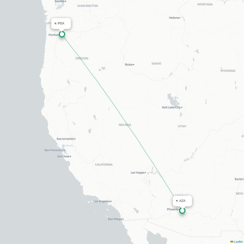 AZA - PDX route map