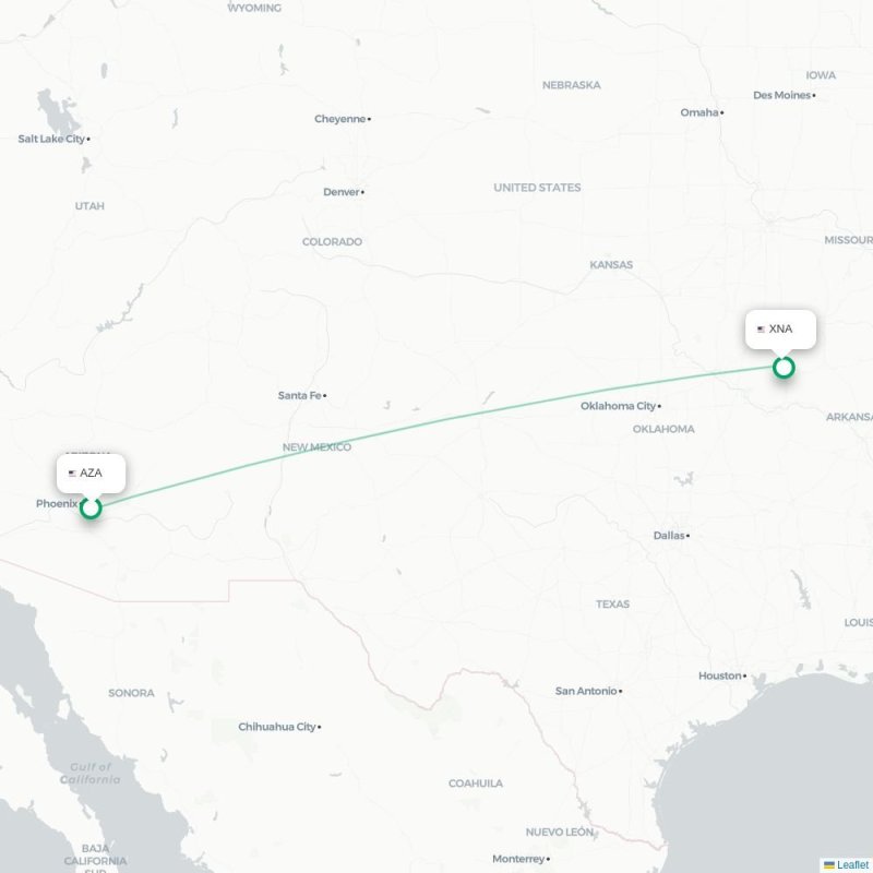 AZA - XNA route map