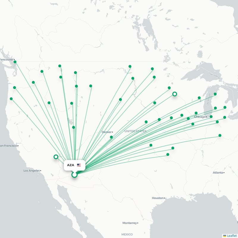 Route map Mesa  AZA airport