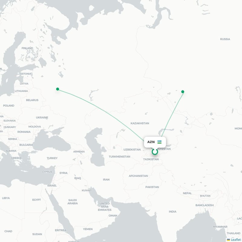 Route map Andizhan  AZN airport