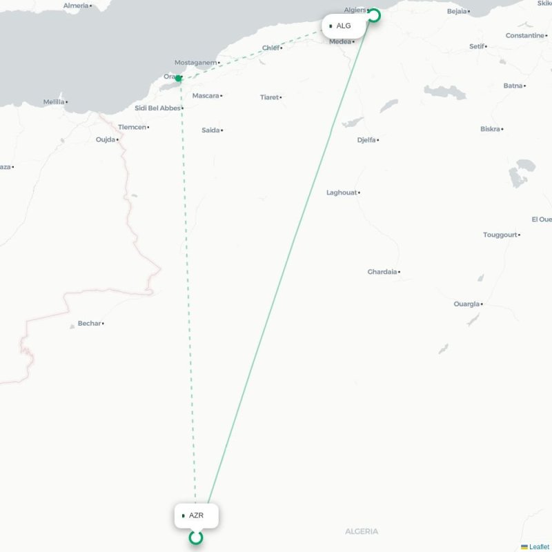 AZR - ALG route map