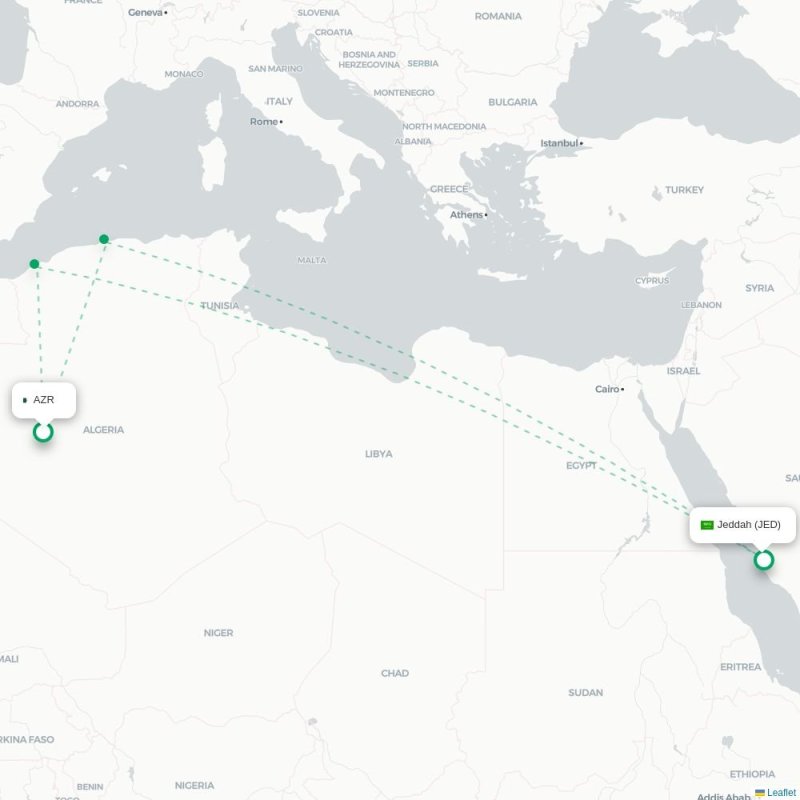 AZR - JED route map