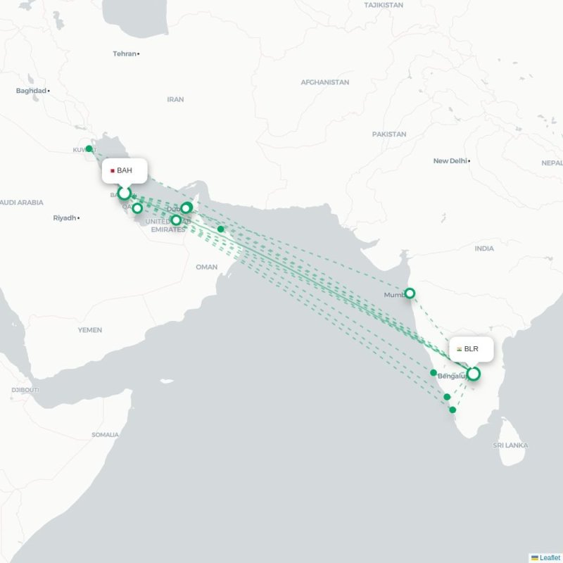 BAH - BLR route map
