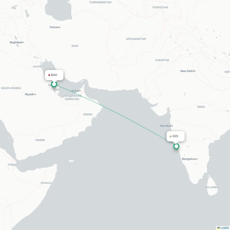 BAH - GOI route map