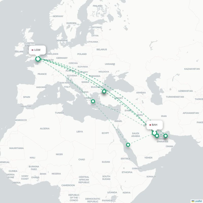 BAH - LGW route map