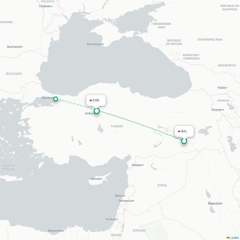 BAL - ESB route map