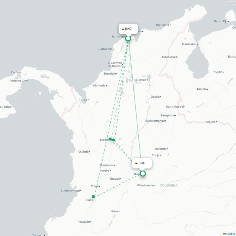 BAQ - BOG route map