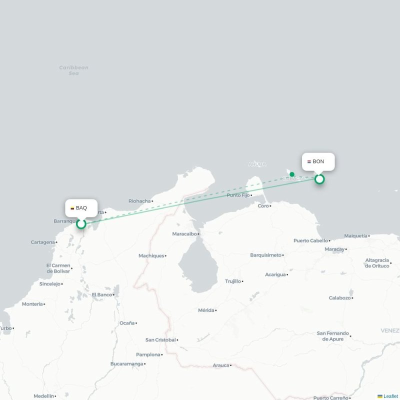 BAQ - BON route map