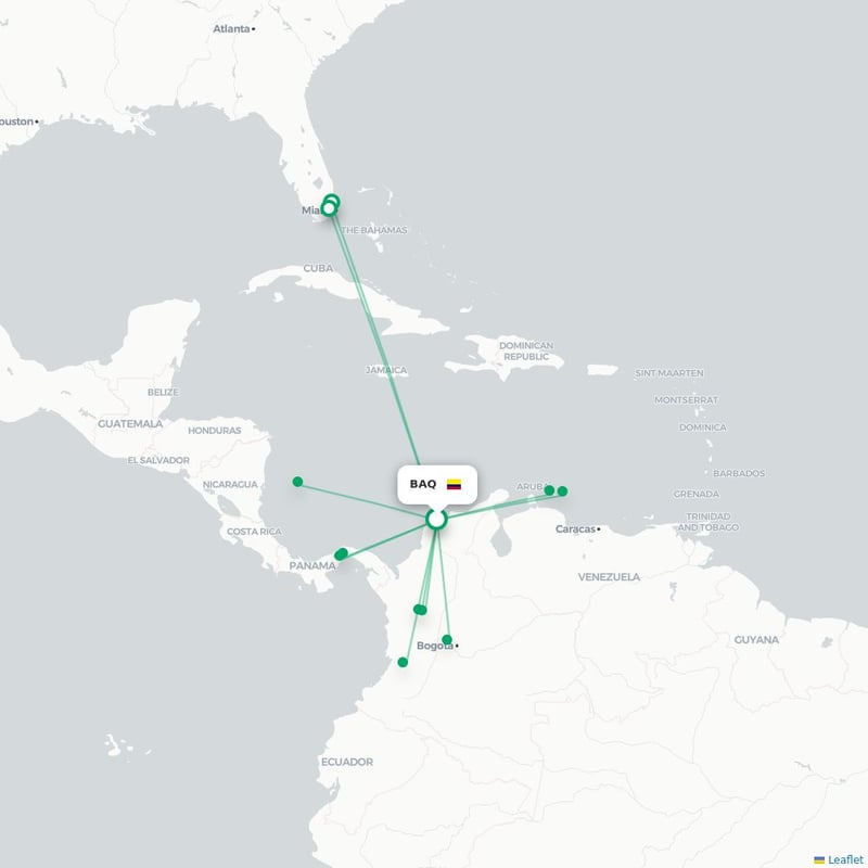 Route map Barranquilla  BAQ airport