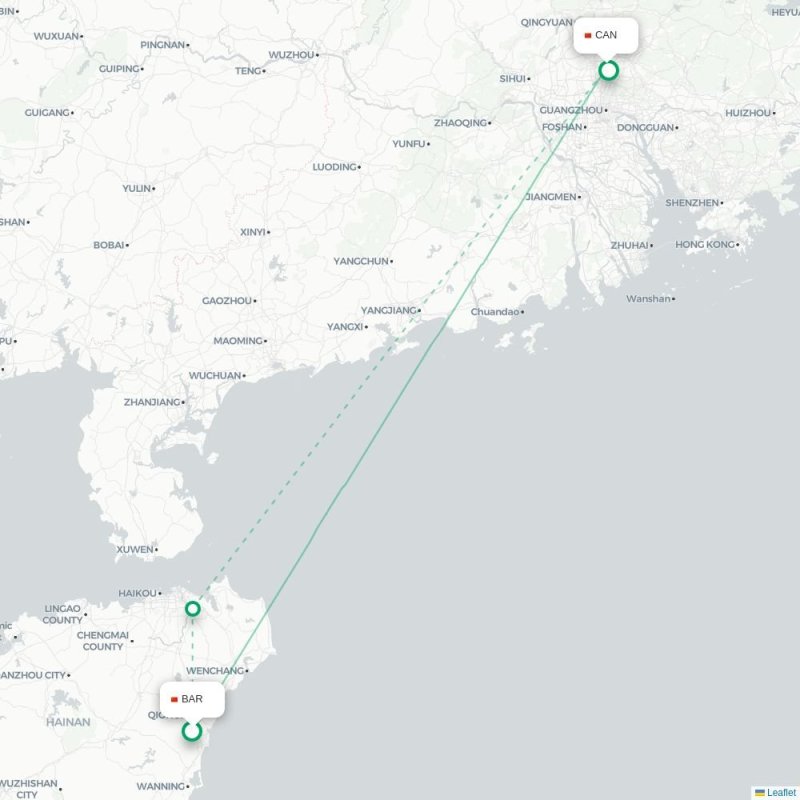 BAR - CAN route map
