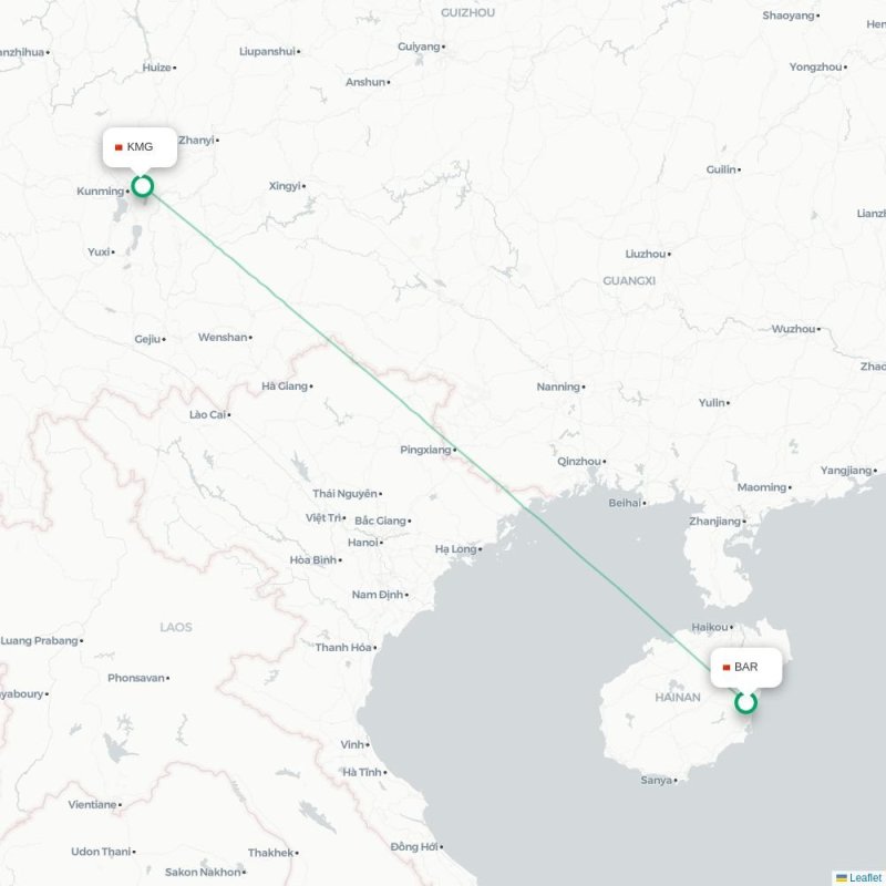 BAR - KMG route map